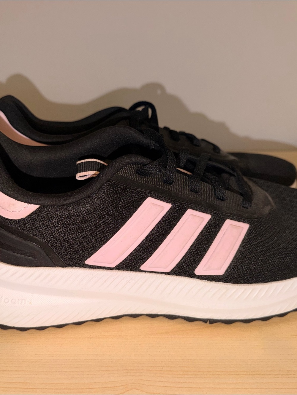 adidas Women’s Black Sneakers with Light Pink Stripes